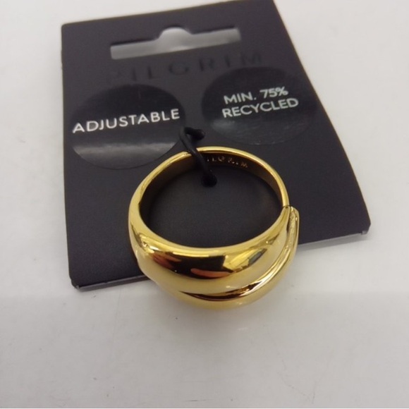 PILGRIM ORIT RECYLCED ADJUSTABLE SIZE RING - SIZE 5- 8 - GOLD PLATED - brand new - Picture 7 of 8